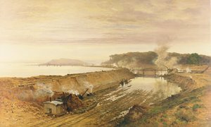 Der Bau der Eastham-Schleuse am Manchester Ship Canal von Benjamin Williams Leader